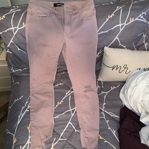 Dusty rose express skinny jeans(distressed)